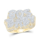 10K Yellow Gold Baguette Diamond 80s Baby Mens Ring 6 Cttw - Splendid Jewellery