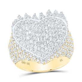 10K Yellow Gold Baguette Diamond Fashion Heart Ring 3 Cttw - Splendid Jewellery