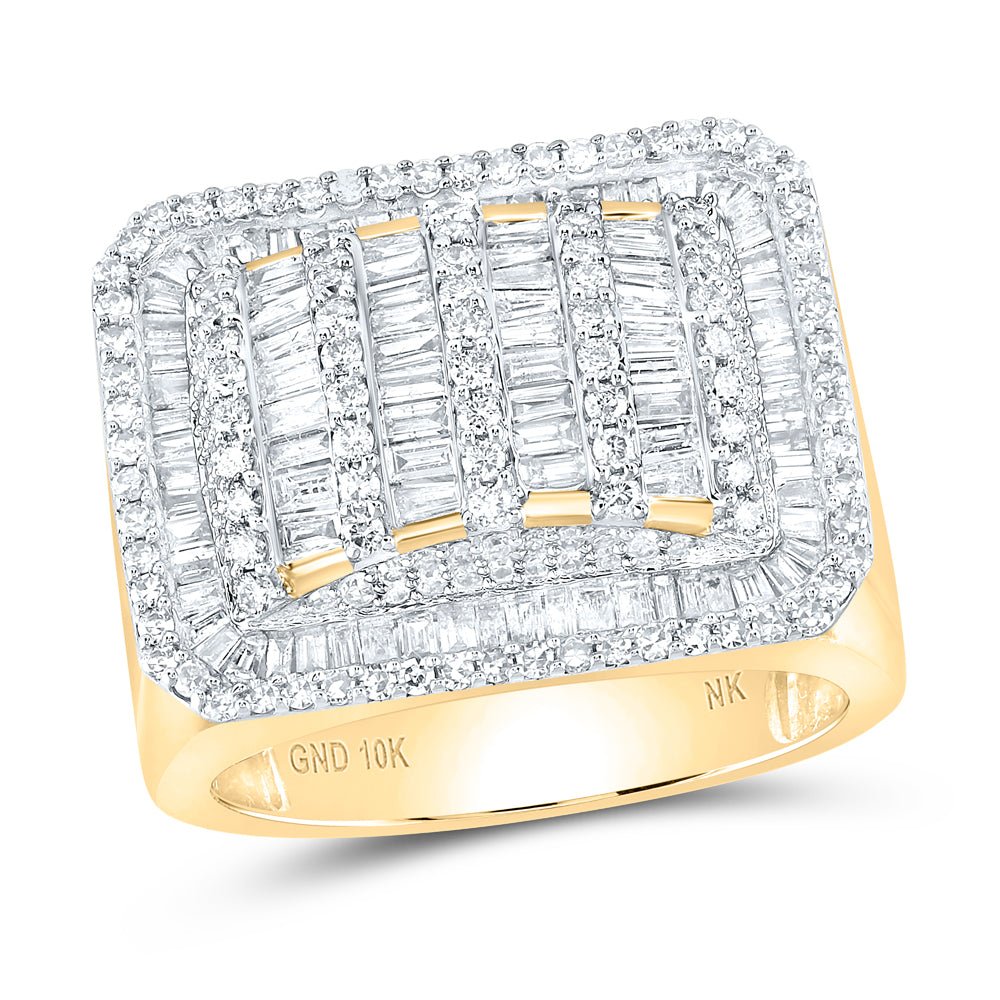 10K Yellow Gold Baguette Diamond Fashion Mens Ring 2 1/3 Cttw - Splendid Jewellery