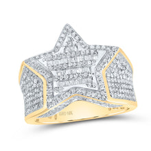 Load image into Gallery viewer, 10K Yellow Gold Baguette Diamond Mens Baguette Cluster Star Ring 1 Cttw - Splendid Jewellery