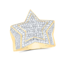 Load image into Gallery viewer, 10K Yellow Gold Baguette Diamond Mens Baguette Statement Star Ring 1 - 1 1/4 Cttw - Splendid Jewellery