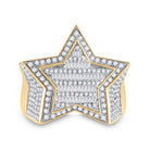10K Yellow Gold Baguette Diamond Mens Baguette Statement Star Ring 1 - 1 1/4 Cttw - Splendid Jewellery