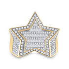 10K Yellow Gold Baguette Diamond Mens Baguette Statement Star Ring 1 - 1 1/4 Cttw - Splendid Jewellery