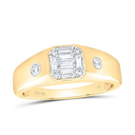 10K Yellow Gold Baguette Diamond Mens Band 3/8 Cttw - Splendid Jewellery