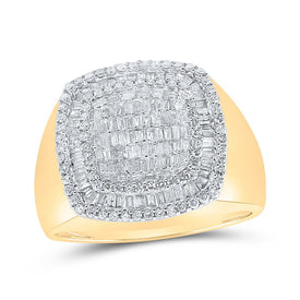 10K Yellow Gold Baguette Diamond Mens Ring 1 1/5 Cttw - Splendid Jewellery