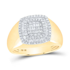 10K Yellow Gold Baguette Diamond Mens Ring 3/4 Cttw - Splendid Jewellery
