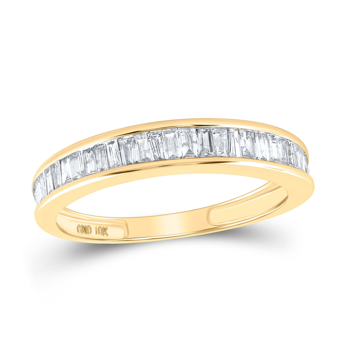 10K Yellow Gold Baguette Diamond Wedding Anniversary Band 1/2 Cttw - Splendid Jewellery