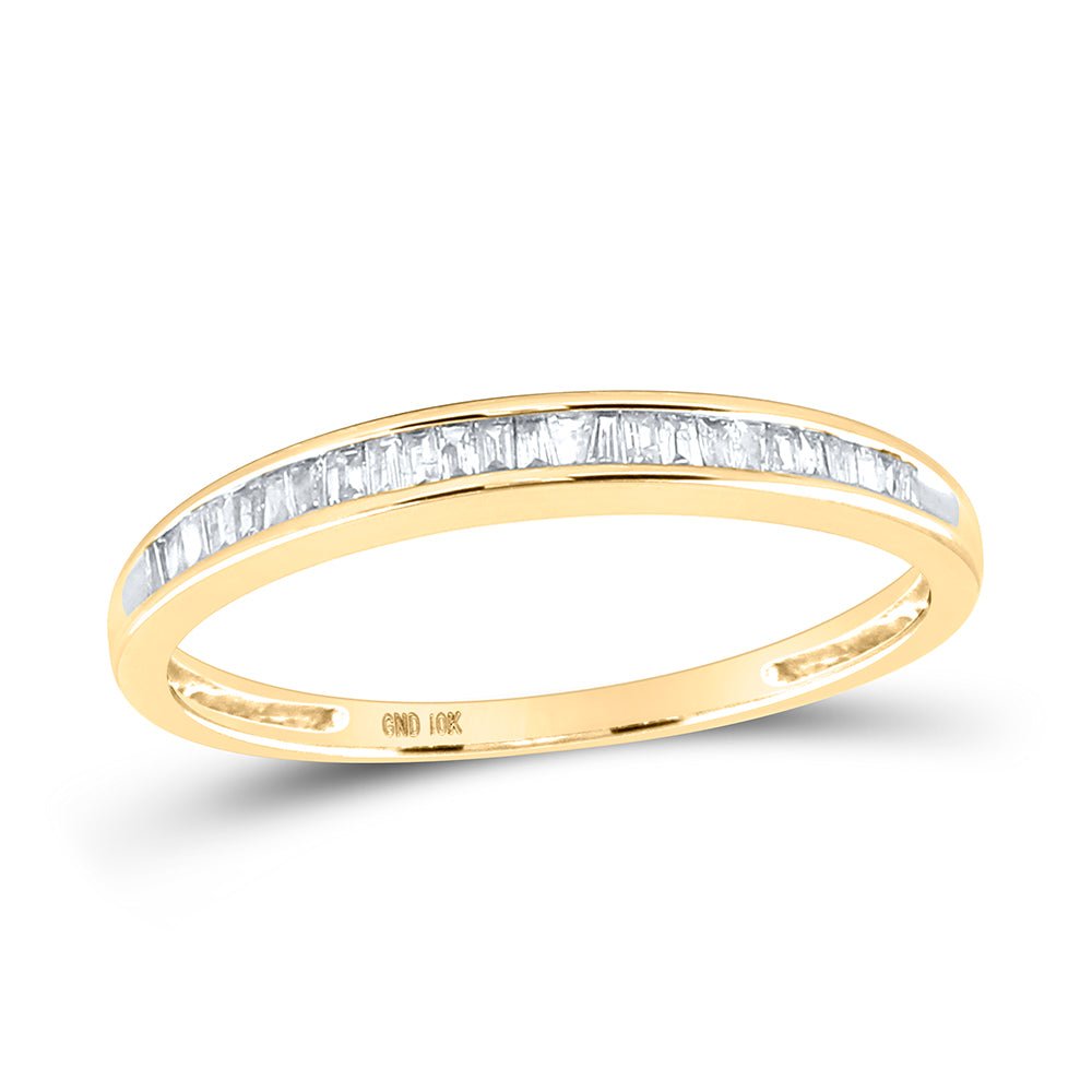 10K Yellow Gold Baguette Diamond Wedding Anniversary Band 1/6 Cttw - Splendid Jewellery