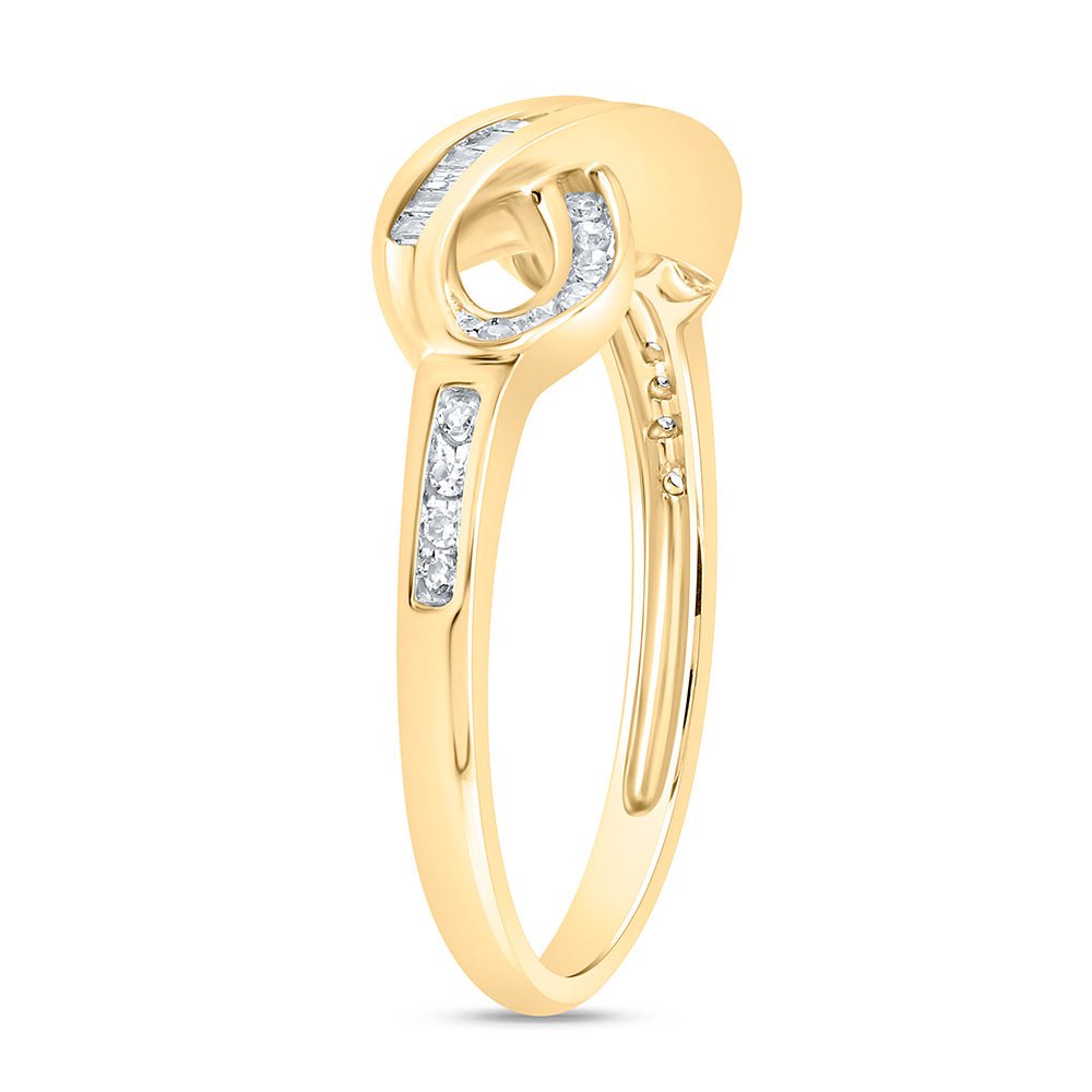 10K Yellow Gold Baguette Diamond Women's Fashion Infinity Ring 1/5 Cttw - Splendid Jewellery