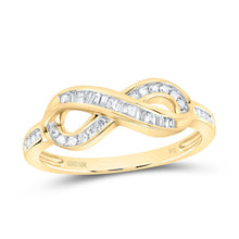 Load image into Gallery viewer, 10K Yellow Gold Baguette Diamond Women's Fashion Infinity Ring 1/5 Cttw - Splendid Jewellery