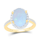 10K Yellow Gold Diamond 11.5x8. Oval Opal Gemstone Oval Ring 3/8 Cttw - Splendid Jewellery
