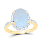 10K Yellow Gold Diamond 11.5x8. Oval Opal Gemstone Oval Ring 3/8 Cttw - Splendid Jewellery