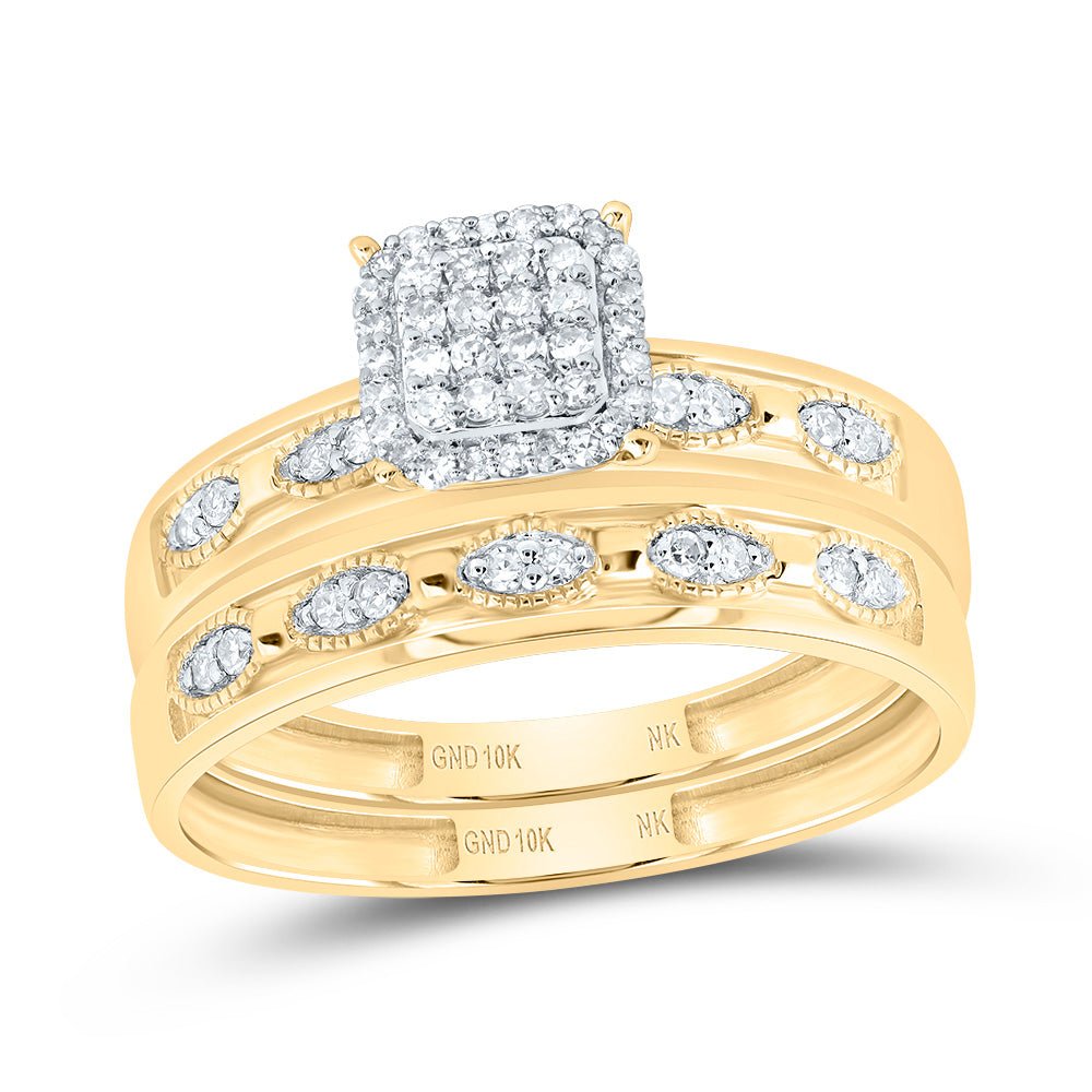 10K Yellow Gold Diamond Ascher Trio Ring Set 1/3 Cttw - Splendid Jewellery