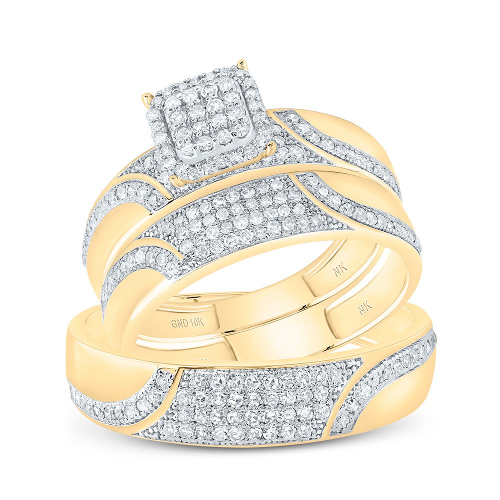10K Yellow Gold Diamond Ascher Trio Ring Set 5/8 Cttw - Splendid Jewellery