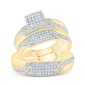 10K Yellow Gold Diamond Ascher Trio Ring Set 5/8 Cttw - Splendid Jewellery