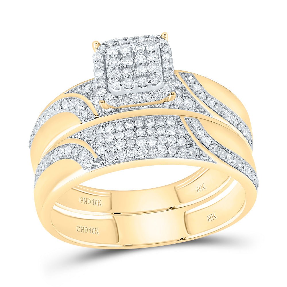 10K Yellow Gold Diamond Ascher Trio Ring Set 5/8 Cttw - Splendid Jewellery