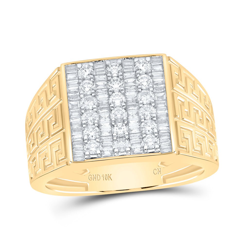 10K Yellow Gold Diamond Baguette Men's Ring 1 Cttw - Splendid Jewellery