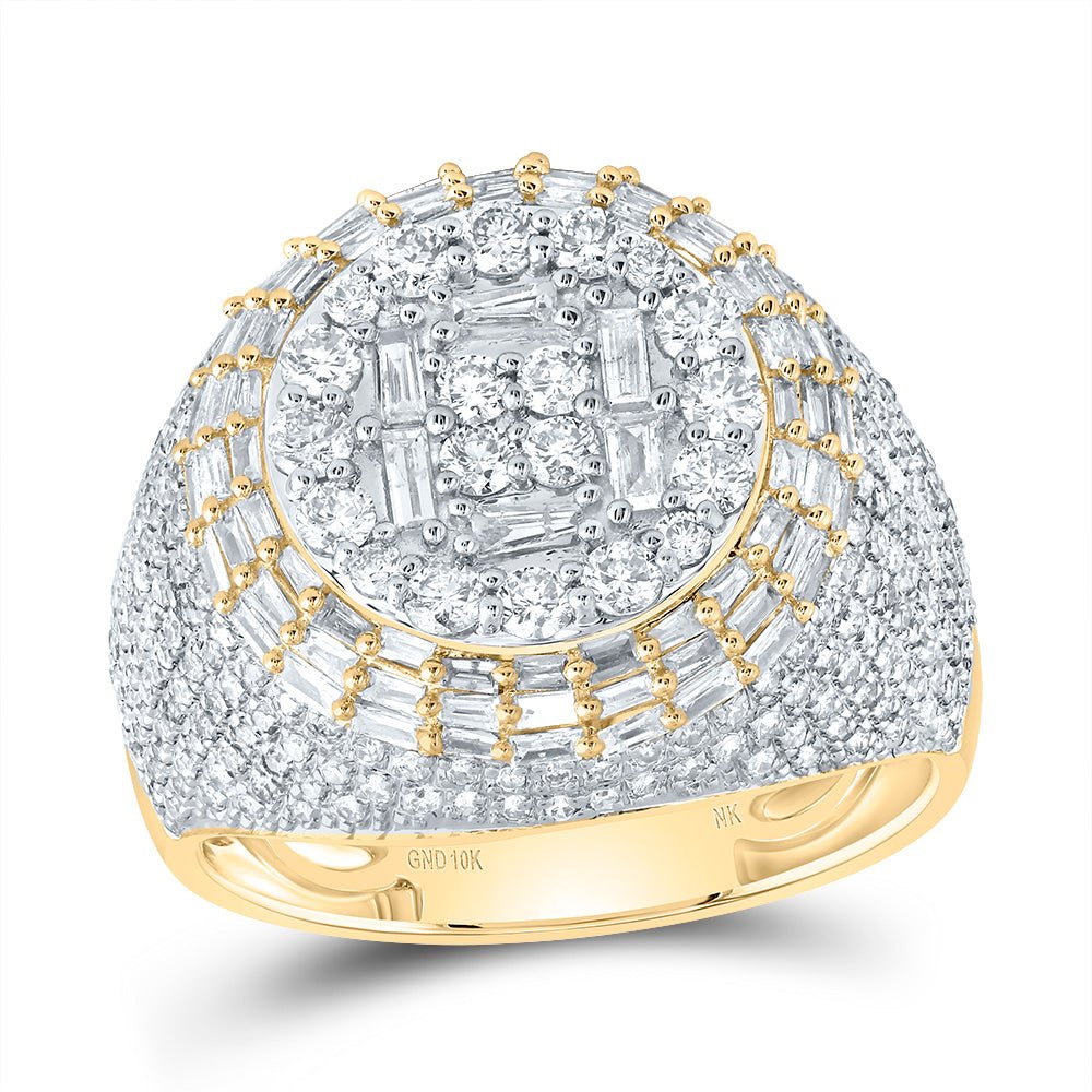 10K Yellow Gold Diamond Baguette Men's Ring 2 Cttw - Splendid Jewellery