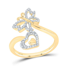 Load image into Gallery viewer, 10K Yellow Gold Diamond Butterfly Heart Ring 1/5 Cttw - Splendid Jewellery