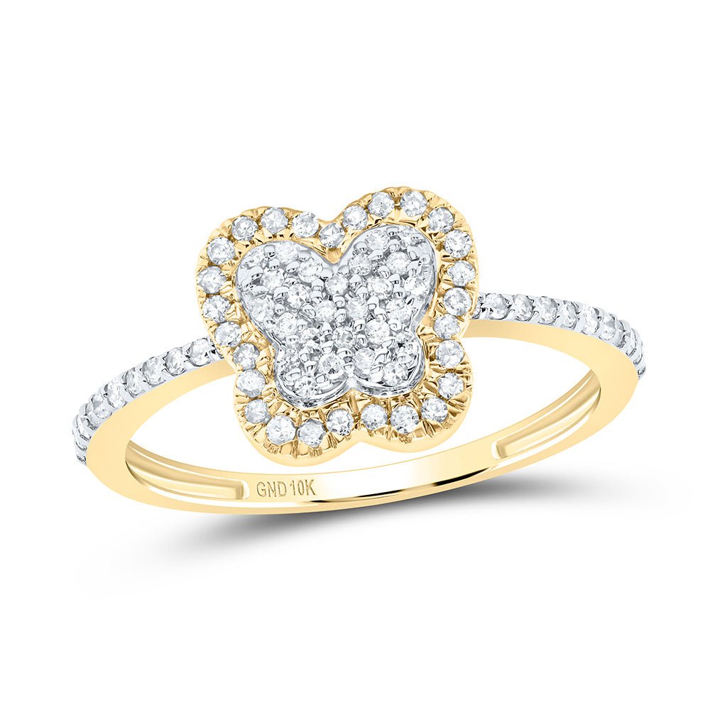 10K Yellow Gold Diamond Butterfly Ring 1/4 Cttw - Splendid Jewellery