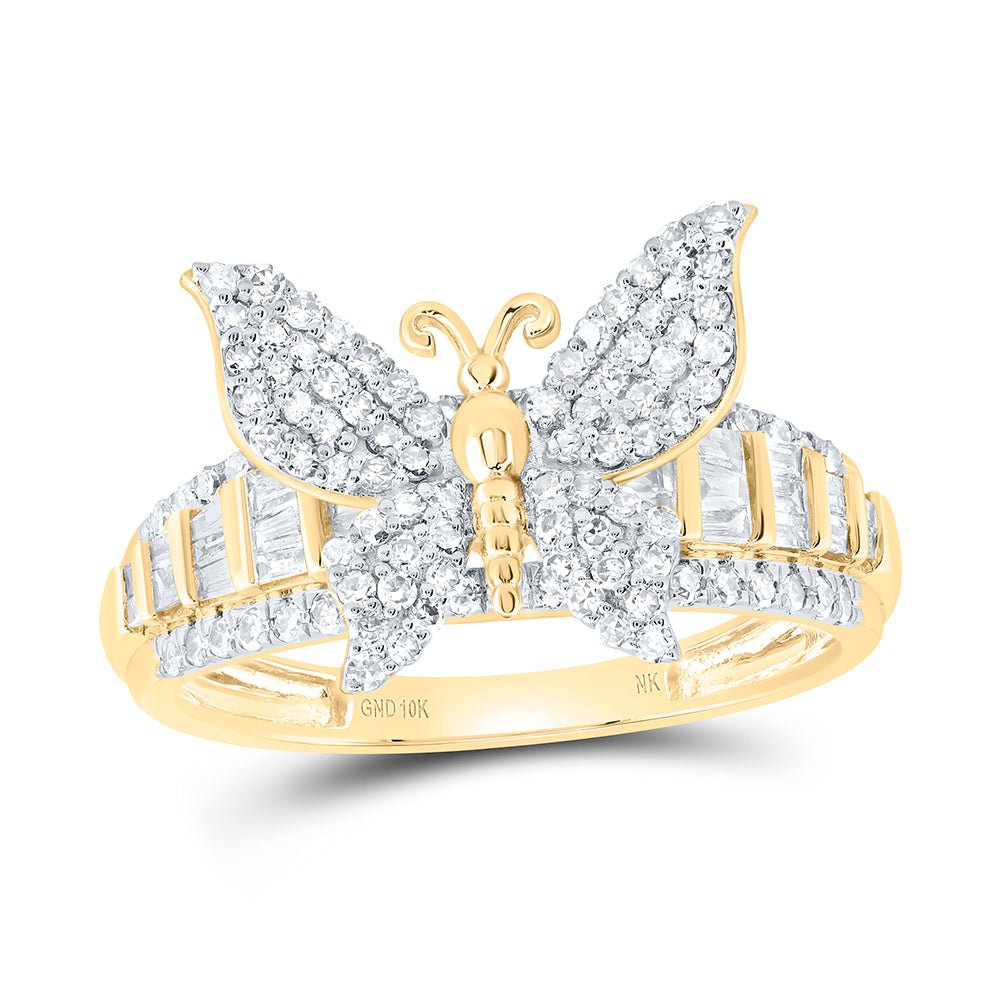 10K Yellow Gold Diamond Butterfly Ring 5/8 Cttw - Splendid Jewellery
