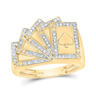 10K Yellow Gold Diamond Cards Men Ring 1/3 Cttw - Splendid Jewellery