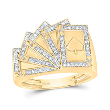 Load image into Gallery viewer, 10K Yellow Gold Diamond Cards Men Ring 1/3 Cttw - Splendid Jewellery