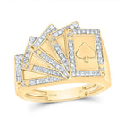 10K Yellow Gold Diamond Cards Men Ring 1/3 Cttw - Splendid Jewellery