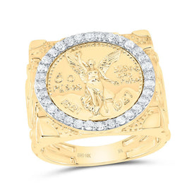 10K Yellow Gold Diamond Centenario Men's Ring 5/8 Cttw - Splendid Jewellery