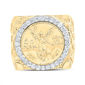 10K Yellow Gold Diamond Centenario Men's Ring 5/8 Cttw - Splendid Jewellery