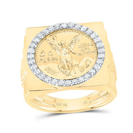 10K Yellow Gold Diamond Centenario Men's Ring 5/8 Cttw - Splendid Jewellery