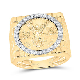 10K Yellow Gold Diamond Centenario Men's Ring 5/8 Cttw - Splendid Jewellery
