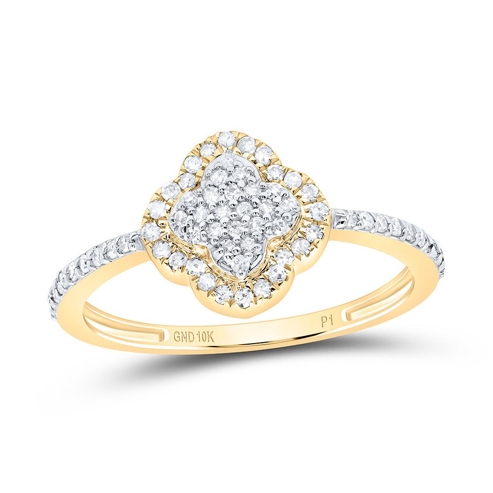 10K Yellow Gold Diamond Clover Ring 1/4 Cttw - Splendid Jewellery