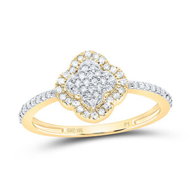 10K Yellow Gold Diamond Clover Ring 1/4 Cttw - Splendid Jewellery