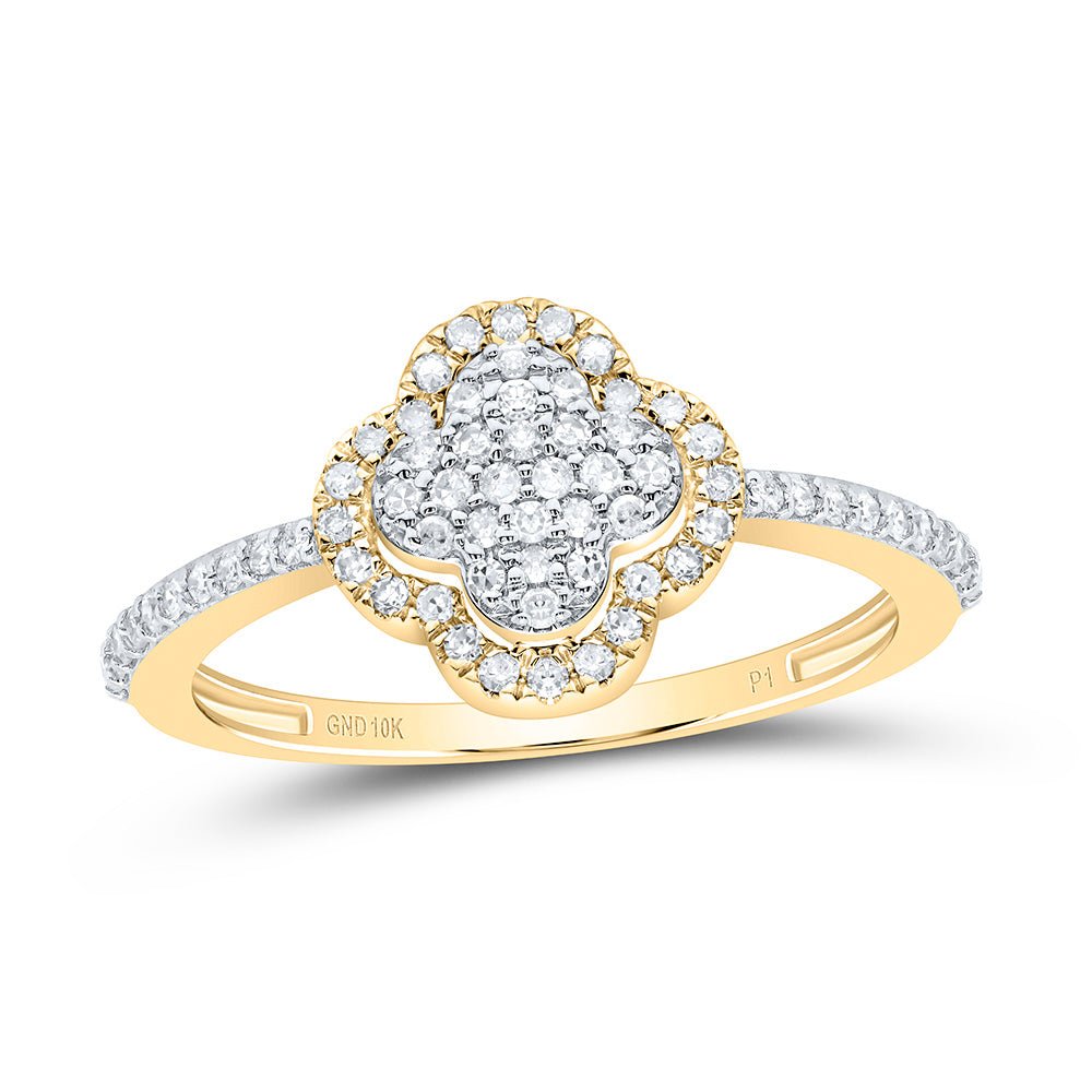 10K Yellow Gold Diamond Clover Ring 1/4 Cttw - Splendid Jewellery