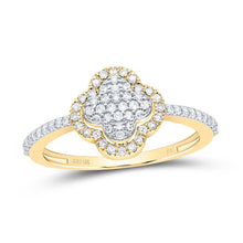 Load image into Gallery viewer, 10K Yellow Gold Diamond Clover Ring 1/4 Cttw - Splendid Jewellery
