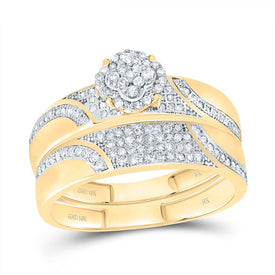 10K Yellow Gold Diamond Clover Trio Ring Set 1/2 Cttw - Splendid Jewellery