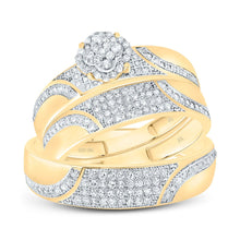 Load image into Gallery viewer, 10K Yellow Gold Diamond Clover Trio Ring Set 1/2 Cttw - Splendid Jewellery