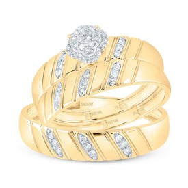 10K Yellow Gold Diamond Clover Trio Ring Set 1/5 Cttw - Splendid Jewellery