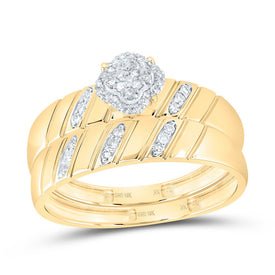 10K Yellow Gold Diamond Clover Trio Ring Set 1/5 Cttw - Splendid Jewellery