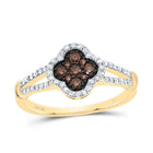 10K Yellow Gold Diamond Cognac Clover Ring 1/3 Cttw - Splendid Jewellery