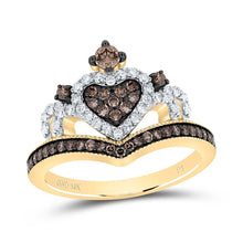 Load image into Gallery viewer, 10K Yellow Gold Diamond Cognac Crown Ring 1/2 Cttw - Splendid Jewellery
