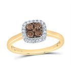 10K Yellow Gold Diamond Cognac Cushion Ring 1/3 Cttw - Splendid Jewellery