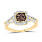 10K Yellow Gold Diamond Cognac Cushion Ring 3/8 Cttw - Splendid Jewellery