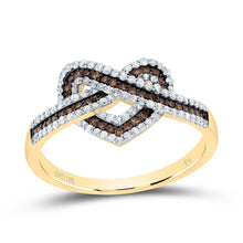 Load image into Gallery viewer, 10K Yellow Gold Diamond Cognac Heart Ring 1/2 Cttw - Splendid Jewellery