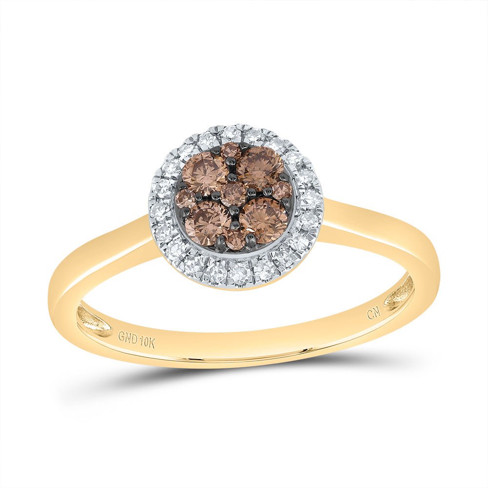 10K Yellow Gold Diamond Cognac Ring 1/3 Cttw - Splendid Jewellery