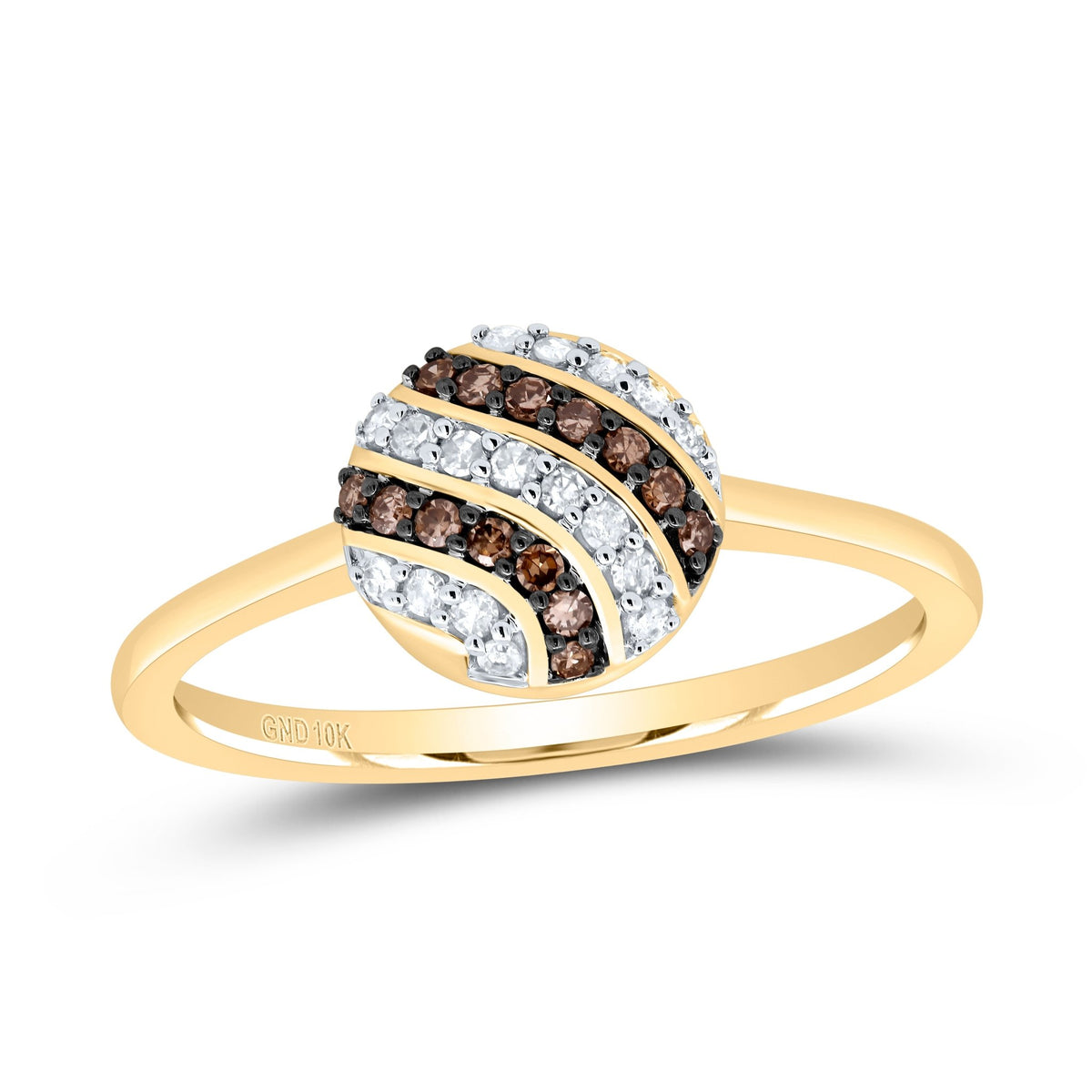 10K Yellow Gold Diamond Cognac Ring 1/5 Cttw - Splendid Jewellery
