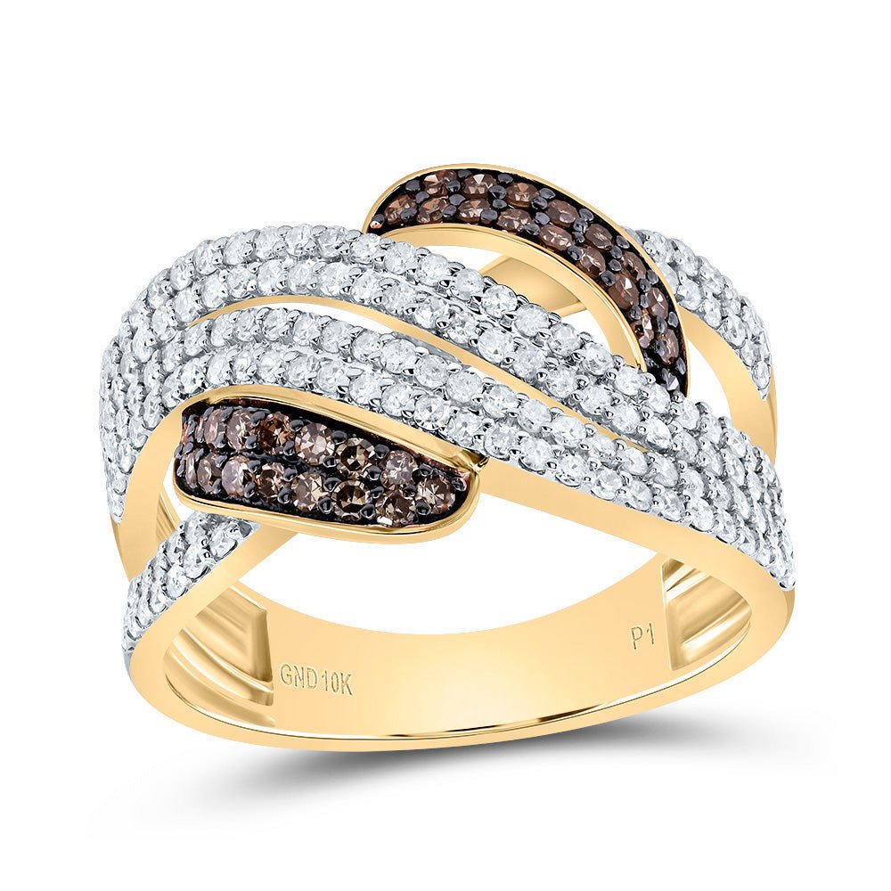 10K Yellow Gold Diamond Cognac Ring 7/8 Cttw - Splendid Jewellery
