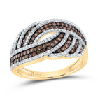 10K Yellow Gold Diamond Cognac Women's Ring 3/4 Cttw - Splendid Jewellery