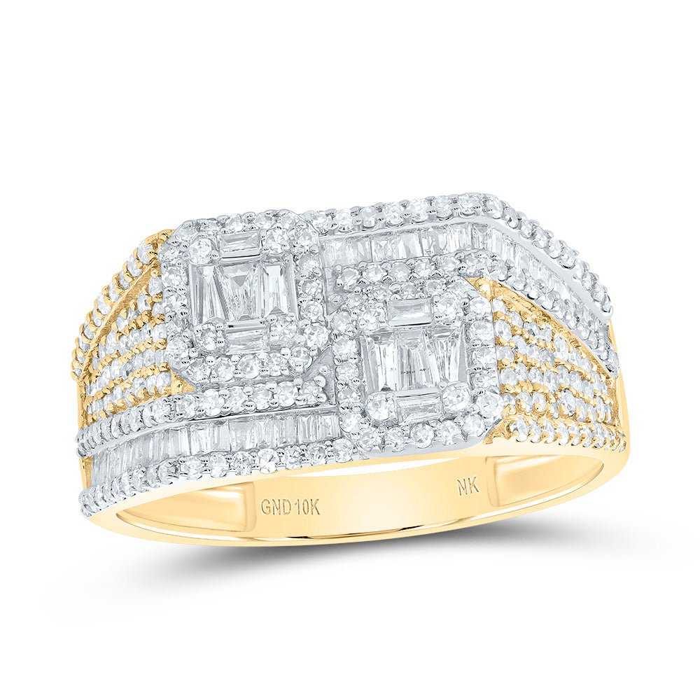 10K Yellow Gold Diamond Component Men's Ring 1 Cttw - Splendid Jewellery